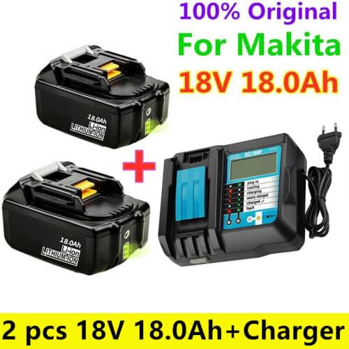 Original BL1860 Rechargeable Battery18V 18Ah Lithium ion for Makita 18v Battery BL1840 BL1850 BL1830 BL1860B LXT 400+ 4A Charger