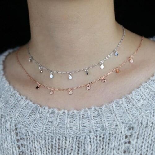 High quality minimal multi Disc round dirp dots Charm necklace for women girl delicate elegant wedding choker jewelry wholesale
