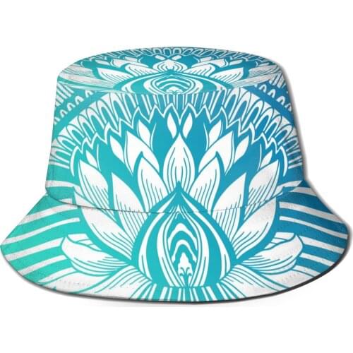 CINESSD Lotus Flower Mandala Ethnic Abstract Print Bucket Hat Summer Hats Fisherman Hat Foldable Women Men Sunscreen Shade Caps