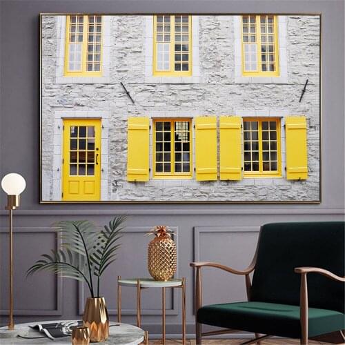 Nordic Poster Cityscape Doorway House Poster Modern Canvas Painting Wall Picture For Living Room Home Decor Cuadros Wall Art