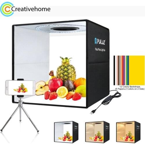 PULUZ 40cm Folding Portable Ring Light USB Photo Lighting Studio Shooting Tent Box with 6 x Dual-side Color Backdrops