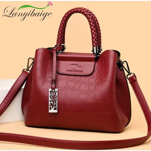 2021 Luxury PU Leather Messenger Bag Designer Famous Brand Crocodile Leather Pattern Ladies Shoulder Bags Top Handbag