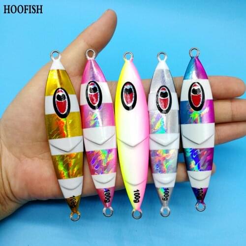 HOOFISH 2pcs/lot Deep Sea Jig fishing Lure 100g/95mm Saltwater Hard Lure Luminous Metal Baits For Sea Fishing