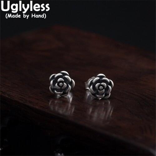 Uglyless 7MM MINI Thai Silver Flowers Studs Earrings for Women Plum Blossom 925 Silver Brincos Vintage Elegant Floral Jewelry