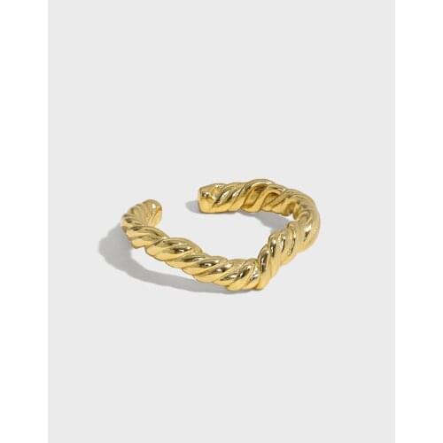 SHANICE S925 Sterling Silver Open Rings for Women Braided Twisted Chunky Dome Ring Stacking Band Jewelry Statement Ring Party