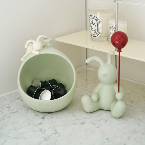 Nordic Resin Balloon Rabbit Sculpture Ornaments Living Room Desktop Animal Model Crafts Home Decoration Accessories Wedding Gift