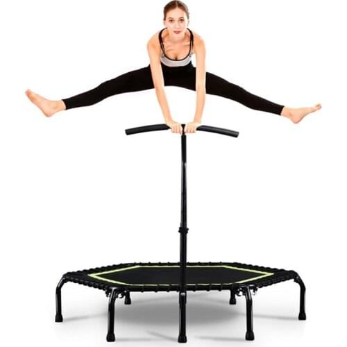 45/48 Inch Foldable Fitness Trampoline With Handle For Adults Kids Indoor Outdoor Silent Jumping Bed Aerobic Exercise Load 300kg
