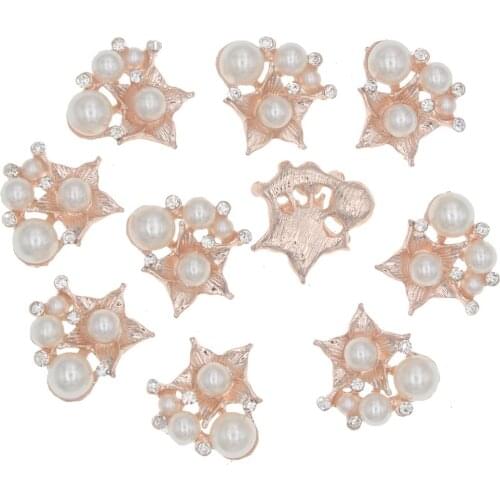 Rhinestone Gold Buttons Metal Zinc Alloy Pearl Buttons For Crafts Sewing Diy Accessories Handmade Rhinestone Embellishment