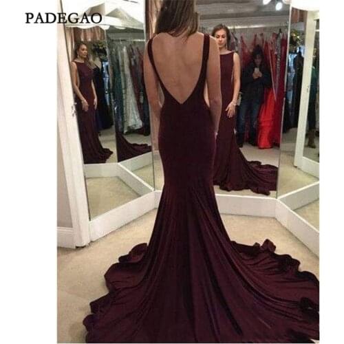 Sexy Wine Red Evening Dresses Mermaid Sleeveless Evening Dress Backless Sweep Train Plus Size Custom Made