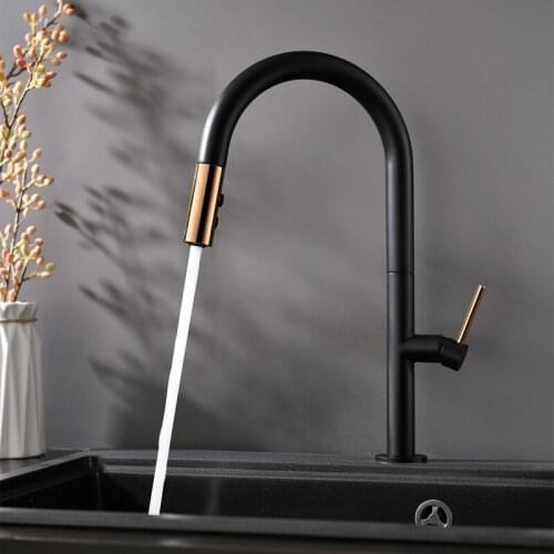 Vidric Pull Out Kitchen Sink Faucet Black Hot Cold Water Mixer Kitchen Crane Deck Mounted Single Handle White Kitchen Faucets EL