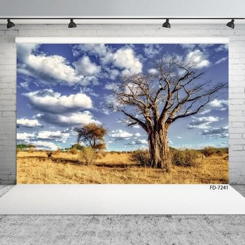 Photographic Backgrounds for Photo Sudio Africa Park Savanna Tree Vinyl Backdrops Photophone for Children Portrait Photocall