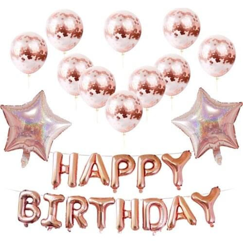 New Products 16inch Happy Birthday Party Decorations Kids Helium Balloon Baby Shower First Girl Boy 12inch Confetti Balloons