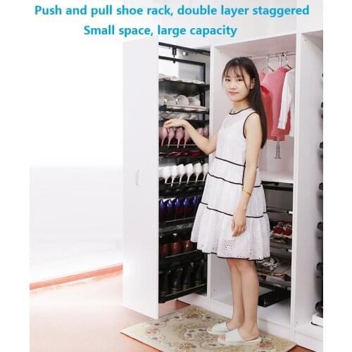 Retractable pull-up multi-layer shoe rack, wardrobe combination household storage hardware accessories