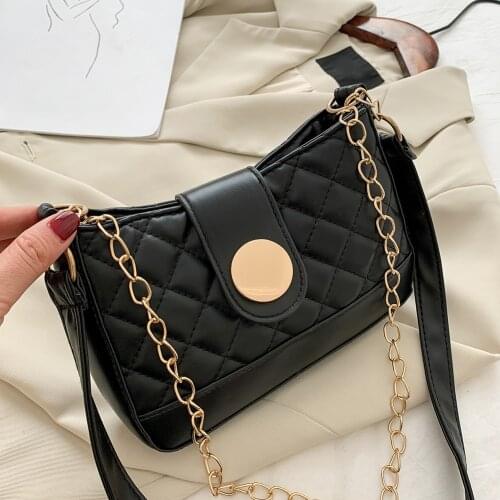 Fashion Lattice Pattern Crossbody Bag Women Solid Color PU Shoulder Handbag