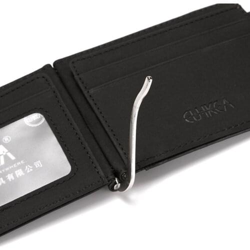 066F Men Fashion PU Leather Credit Card Holder Button Coin Pouch Wallet Money Clip Case