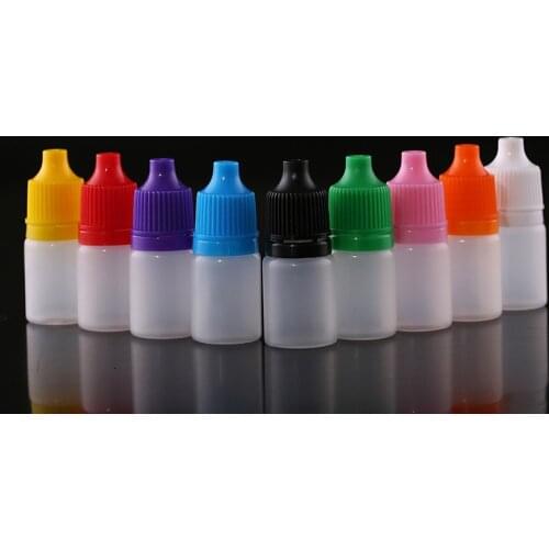10Pcs/Lot 5ml Eyes Drop Refillable Bottle Empty Plastic Squeezable Dropper Bottles Eye Liquid Dropper Sample Colorful Cap