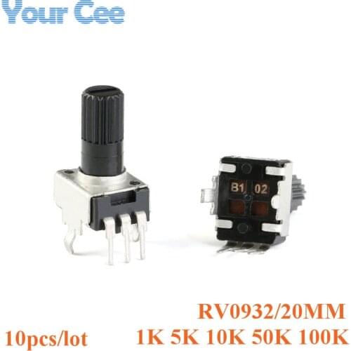 10pcs Rv09 Vertical 20mm Shaft 1k 5k 10k 50k 100k 0932 Adjustable Resistor 3pin Seal Potentiometer 102 502 103 503 104