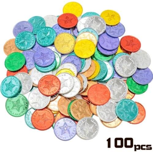 100 Plastic Lucky Pirate Gold Coins Colorful Gold Treasure Coins For Play Favor Party Supplies Pirate Party Treasure Hunt Game