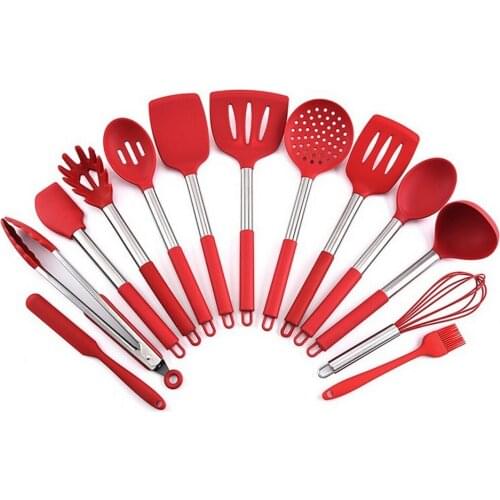 14-piece silicone cookware kitchen utensil set kitchen cooking spatula spoon heat-resistant baking tools with storage bucket