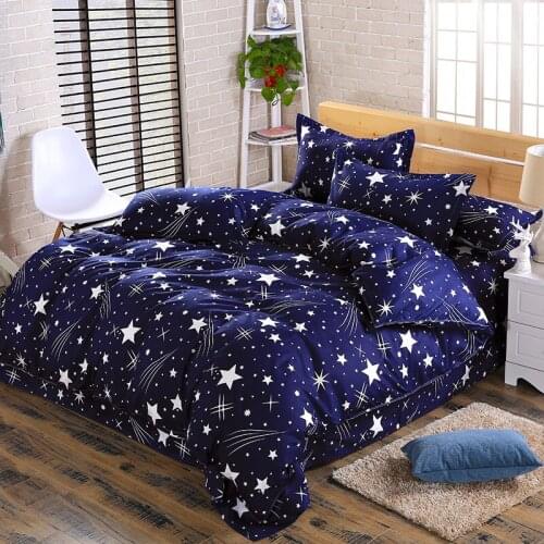 New Cute cartoon lattice star cloud Creativity British style 4pcs/3pcs Duvet Cover Sets Soft Polyester Bed Linen Flat Bed Sheet
