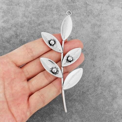 4PCS Willow Leaves Dedew Charms Pendants Beads for DIY Necklace Jewelry Findings