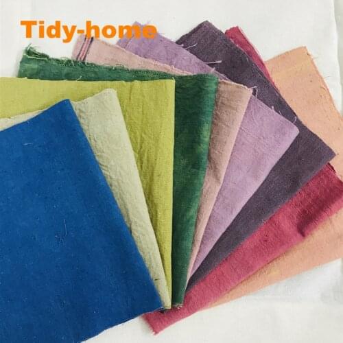 9pcs/set Colorful Plant Dyed Fabric Hand Woven Fabric Patchwork Collection Quliting Cloth 20*40cm/piece