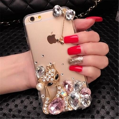 Luxuy Fox Bling Diamond Rhinestone Soft TPU Transparent Case For Samsung Galaxy A3 A5 A7 J3 J5 J7 2016 2017 Phone Case