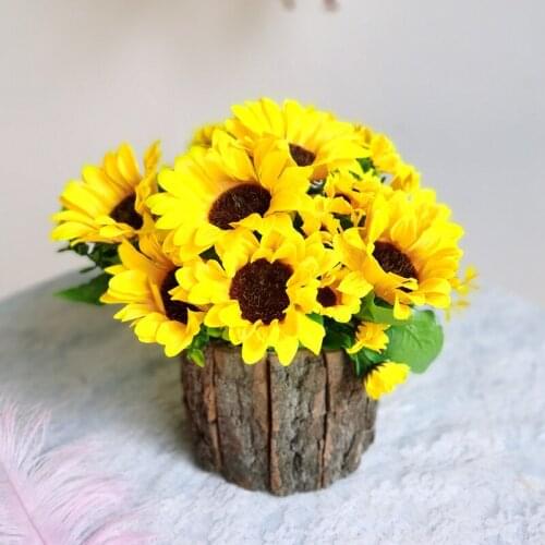 Wooden Flower Vase Tree Bark Hug Bucket Flower Packaging Box Birthday Gift Packing Flowerpot Wedding Decoration Plant Container