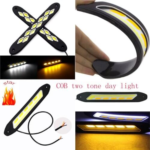 New 2PCS Car-Styling Daytime Running Driving Light White and warm Waterproof COB Day Time Work Lights Flexible LED DC12V