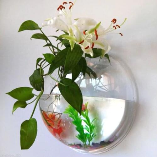 Home Semicircular Wall Hanging Vase Hydroponic Terrarium Fish Tank Plant Flower Home Decor Wedding Decoration