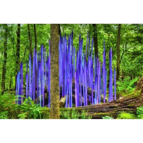 Home Garden Woods Deco Murano Glass Reeds Hand Made Blown Glass Large Standing Sculpture for Home