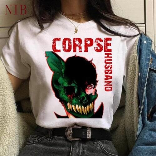 Cartoon anime t shirt women Harajuku Japanese anime Corpse Husband print T shirt oversized gothic punk tops women/mens T-Shirts