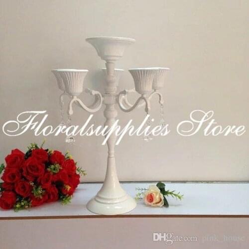 Wedding Centerpiece Table Decoration Metal 5-arms Candelabras White Metal Candle Holder Stand Party Supplies Home Decor