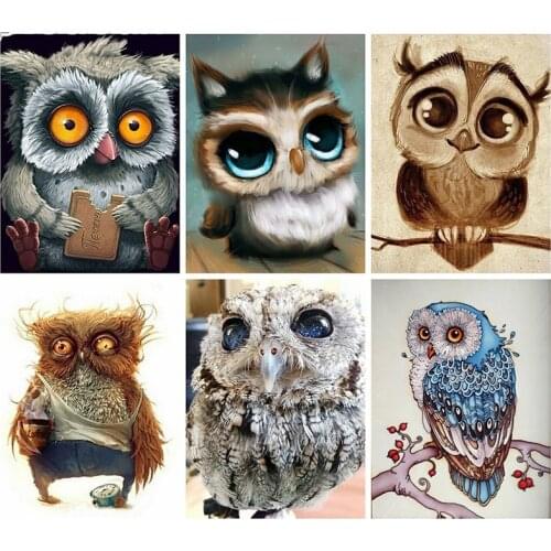 Full Square Diamond Painting Owl 5D DIY Diamond Embroidery Mosaic Picture Of Rhinestone Cross Stitch Christmas Decor