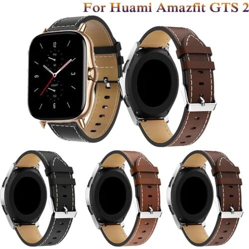 Leather Wrist Band Strap For Huami Amazfit GTS 2 / Mini Smart Watch Band Sport Bracelet For Xiaomi Amazfit Bip S/U / Pro / GTR