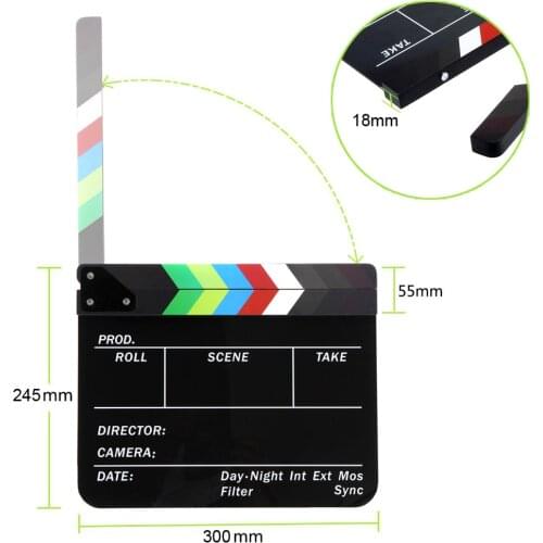 Colorful Photogrpahy Prop Acrylic Clapboard Clapperboard Dry Erase Director Film Movie Cut/ Action Clapper Board Slate