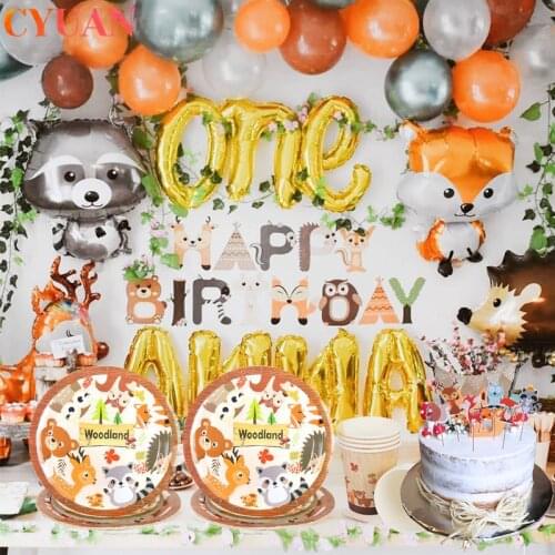 Woodland Animals Forest Party Jungle Safari Birthday Party Decorations Kids Party Favors Tableware Baby Shower Party Supplies