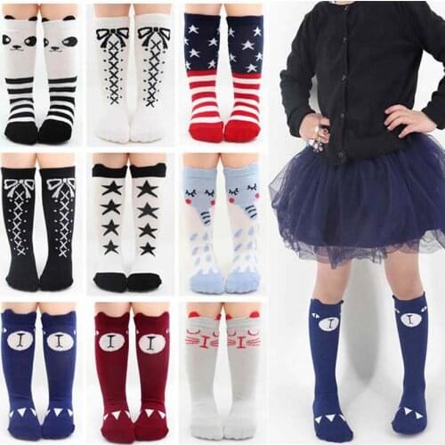 Cartoon Cute Children Socks Print Animal Cotton Baby Kids Socks Knee High Long Fox Socks For Toddler Girl Clothing Accessories