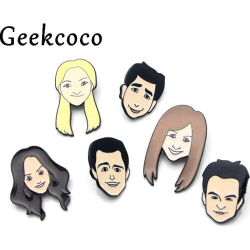 J1293 Cartoon Friends TV Show Characters Brooches Lapel Enamel Pins Cute Jewelry Fashion Pins Gifts for Women Men Kids