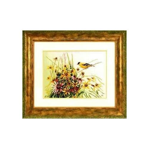 Pastoral Landscape Cross Stitch Kit B306 daisies and yellow bird 11CT water-soluble ink printed cloth needlework