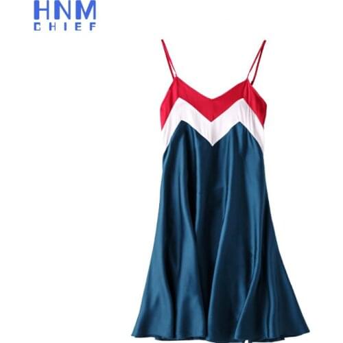 HNMCHIEF Blue Satin Nightgown Lady Sexy Spaghetti Night Dress Women Nighties Sleeveless Sleepwear Nightwear Oversize 3XL 4XL
