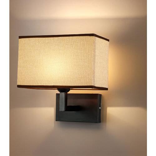 New Nordic modern hotel fabric wall lamp creative Chinese bedroom bedside lamp wall light stair hotel wall sconce lamp lighting