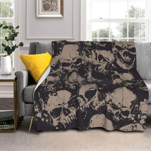 Skulls Grunge Twin Size Blanket Warm Fuzzy Lightweight Thermal Fleece Blankets for Couch Bed Sofa