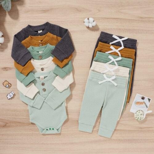 Fall Winter Newborn Baby Girl Boy Clothes Lounge Set Long Sleeve Top Pants Babysuit for 6 12 18 Month Kids Children Outfit