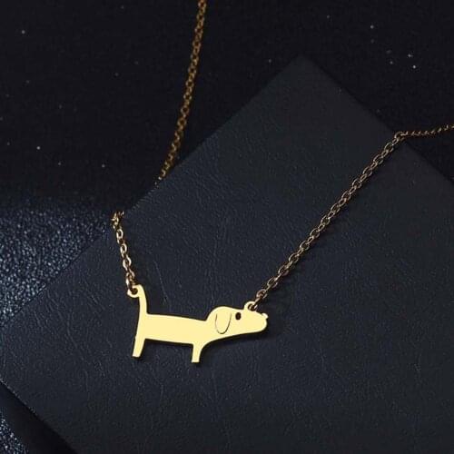 Handmade Dachshund Wiener Dog Necklace Gold Chains Lovely Pet Lover Animal Silhouette Shaped Pendant Necklace Girls Gift