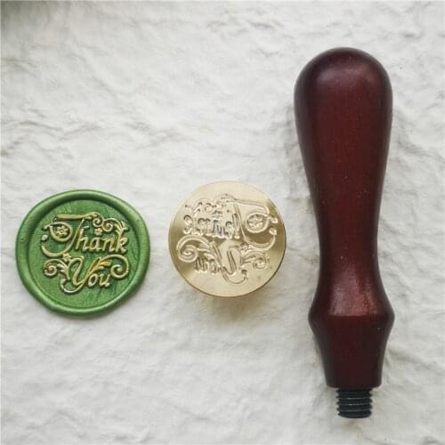 Thank You Wax Seal Stamp blessing letters for Envelope Alphabet Stamps for Boy Girl Wedding Invitation Copper Head Wood Handle