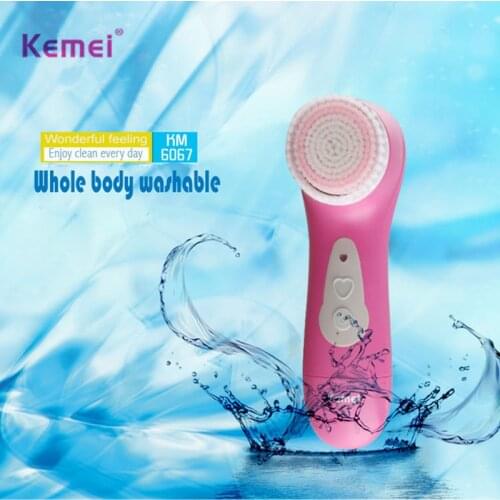 Kemei rechargeable face brush cleaner limpiador facial cleansing brush brosse visage for women electric ultrasonic cleanser