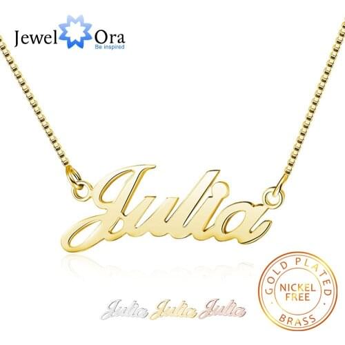Personalized Nameplate Necklace 3 Colors Copper Name Necklaces for Women Customized Your Name Jewelry Best Friend Gift(NE102047)