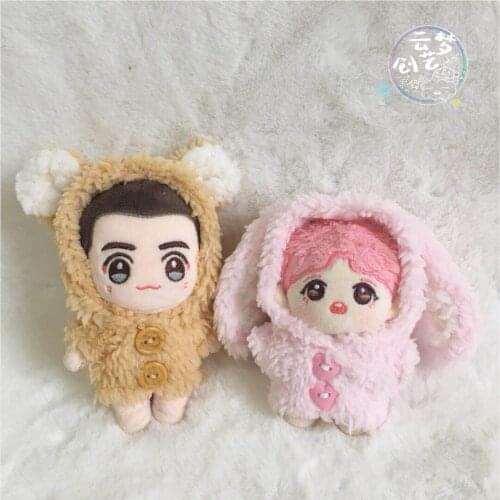 Handmade 10cm Idol Plush Doll Clothes Suit Idol Plush rabbit Little bear Cotton Coat Fur Clothes Suit Clothing Doll Dress Up
