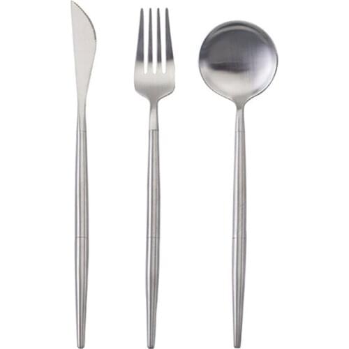 Portable Spoon Set Tableware Stainless Steel Dinnerware Cutlery Cake Dessert Steak Splittable Dinner Set